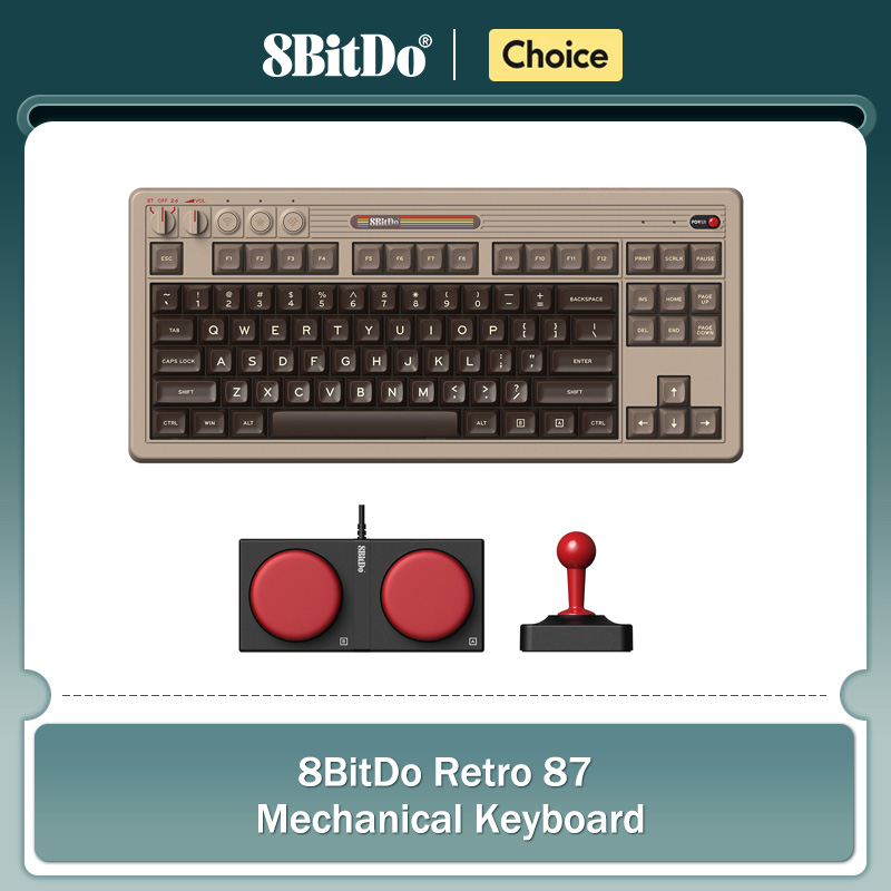 Retro Gaming Us - 8BitDo retro mechanisch toetsenbord, BT/2.4G/USB-C hot-swappable