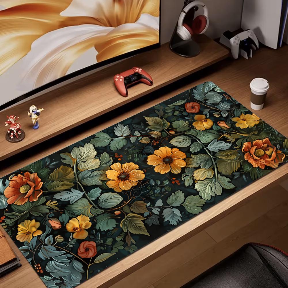 Retro Gaming Desk - Retro bloemkunst rendering muismat bureaumat gaming