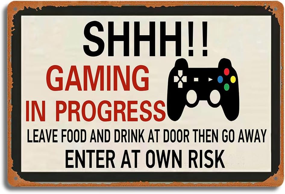 Retro Gaming Us - Retro Gaming metalen blikken bord, SHHH!