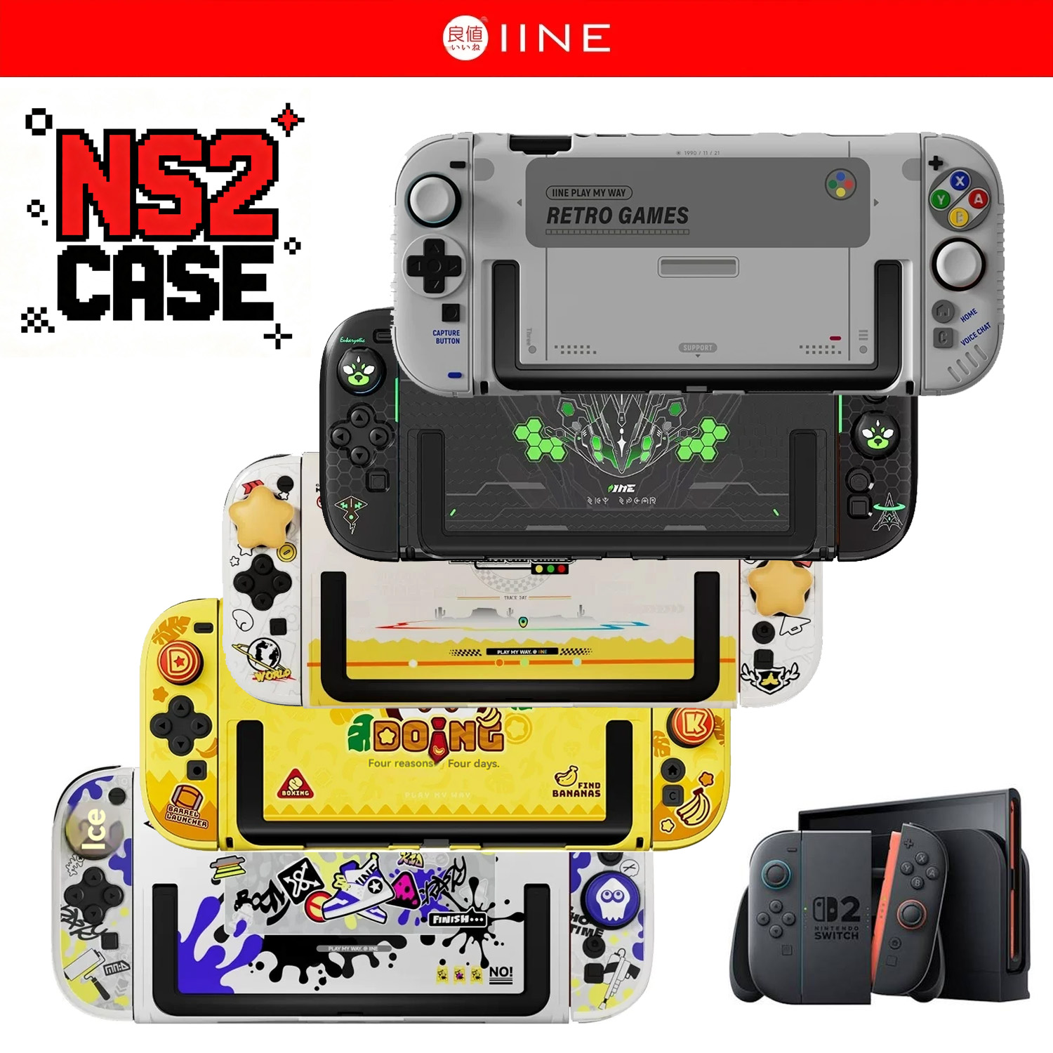 Retro Gaming Case - IINE Retro Case Switch 2 Beschermhoes