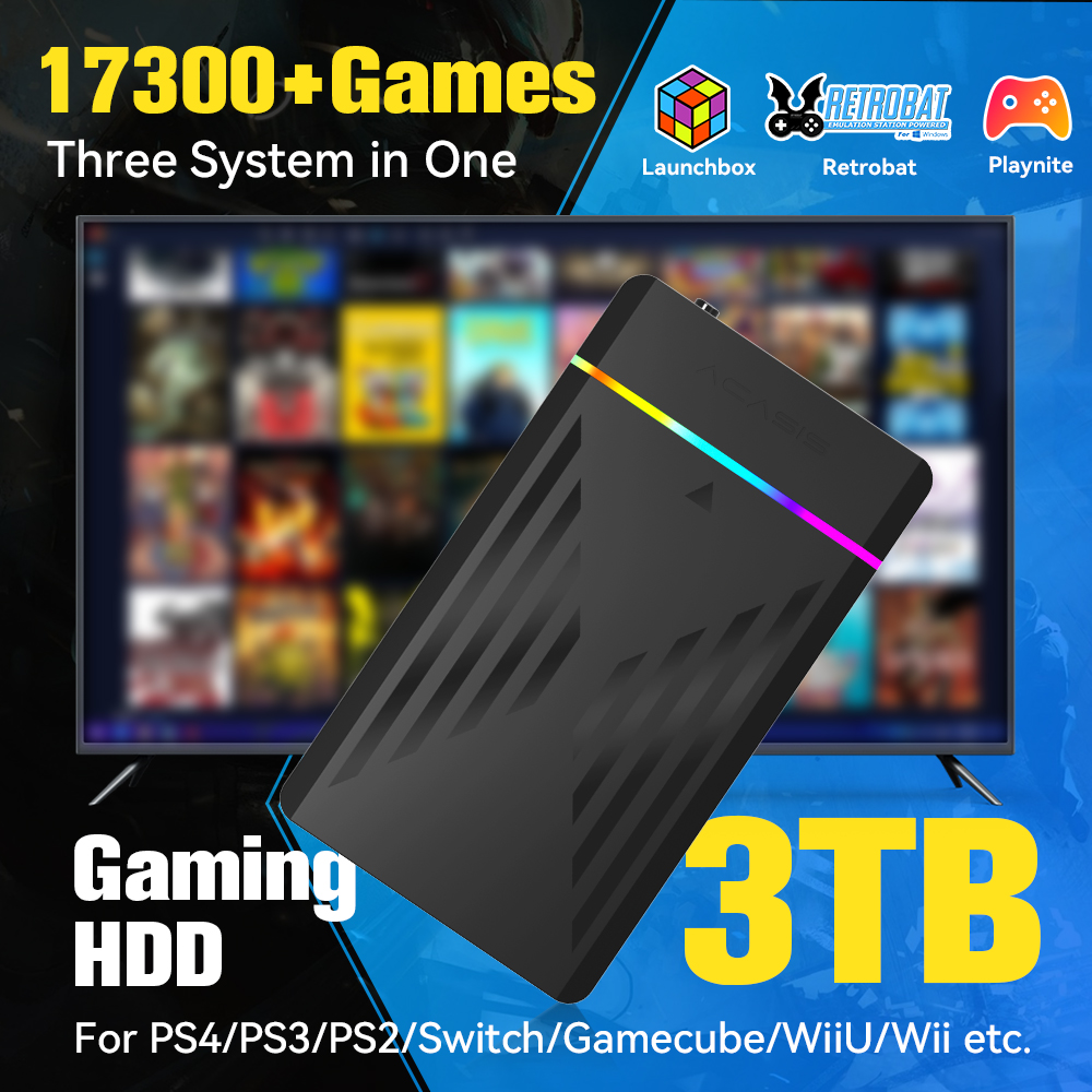 Retro Gaming Download - 3TB Draagbare Gaming HDD LaunchBox/Retrobat/Playnite Retro