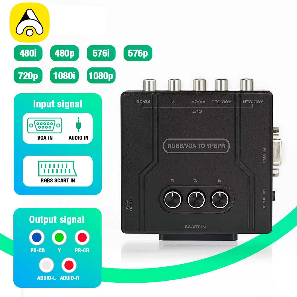 Retro Gaming Box - RGBS VGA naar YPBPR Component Converter