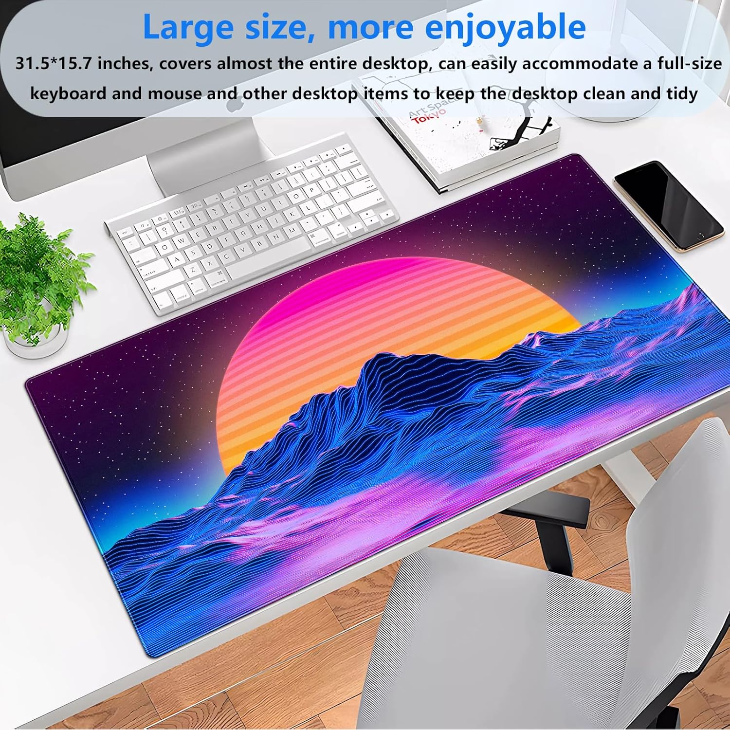 Retro Synthwave Mountain Sun b - Retro Gaming Desk recensie en prijs