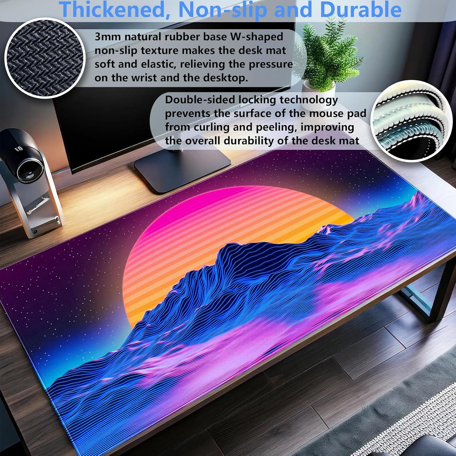Retro Synthwave Mountain Sun b - Retro Gaming Desk recensie en prijs