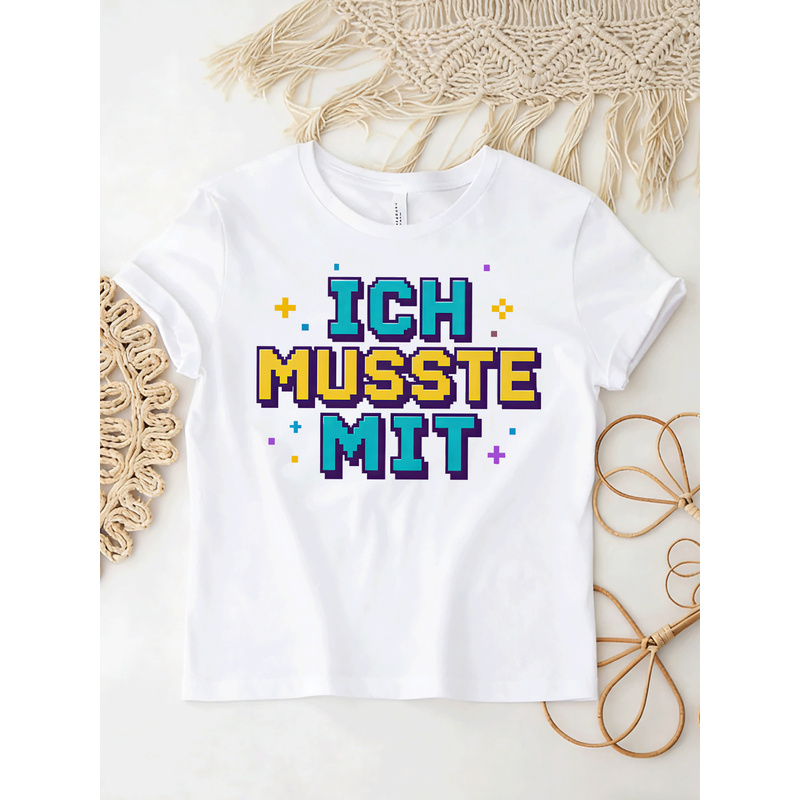 Ik moest met Duits meme T-shir - Retro Gaming Font recensie en prijs
