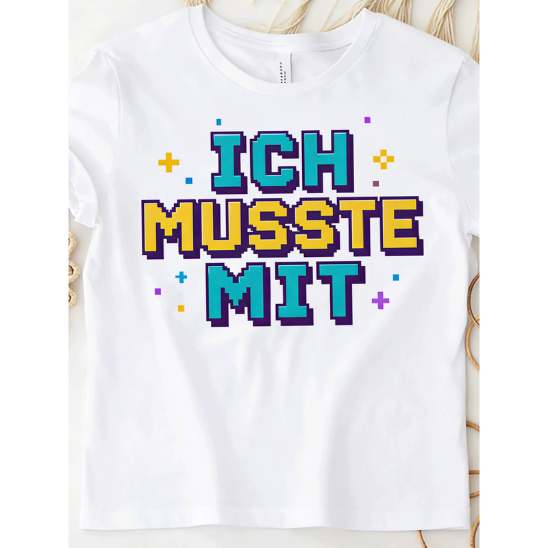 Ik moest met Duits meme T-shir - Retro Gaming Font recensie en prijs