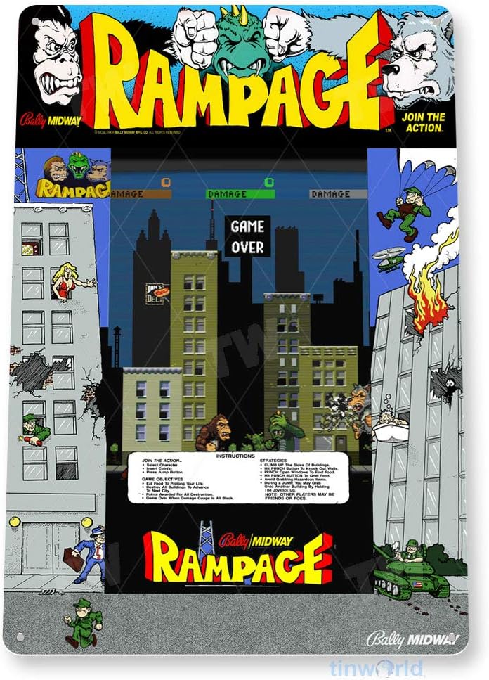 TIN SIGN Rampage Arcade Sign G - Retro Gaming Shops recensie en prijs
